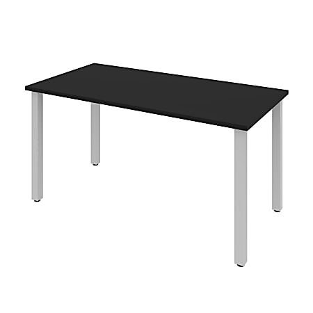 Bestar Universal 60"W Table Computer Desk With Square Metal Legs, Black