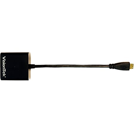 VisionTek Mini HDMI to VGA Active Adapter (M/F) - HDMI/VGA Video Cable for Video Device - HDMI (Mini Type C) Male Digital Audio/Video - HD-15 Female VGA - Black