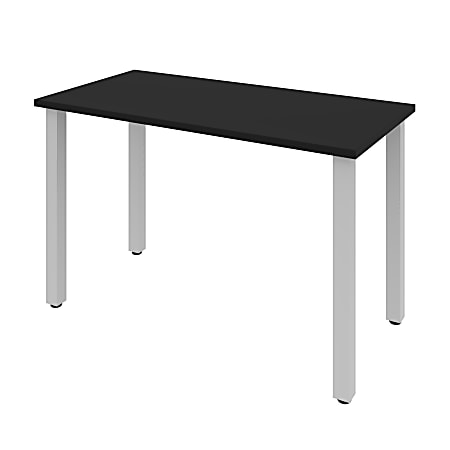 Bestar Universal 48"W Table Computer Desk With Square Metal Legs, Black