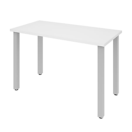Bestar Universal 48"W Table Computer Desk With Square Metal Legs, White