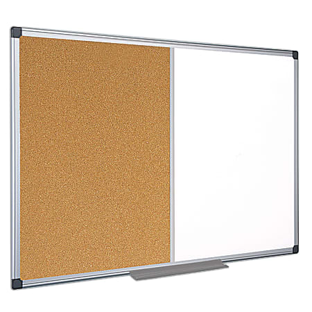 MasterVision® Cork/Dry-Erase Combination Board, Melamine, 18" x 24", Aluminum Frame