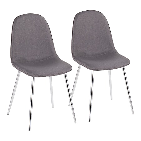 LumiSource Pebble Fabric Chairs, Charcoal/Chrome, Set Of 2
