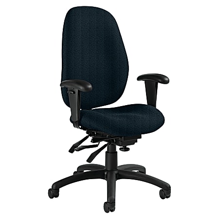 Global® Malaga High-Back Multi-Tilter Chair With Arms, 41"H x 26"W x 25"D, Cobalt/Black
