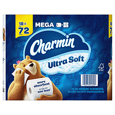 Charmin Ultra Strong 2-Ply Bathroom Tissue, 244 Sheets Per Roll, Pack Of 18 Rolls