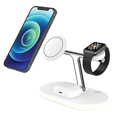 GNBI 3-In-1 Magnetic Wireless Charger, White, 7361