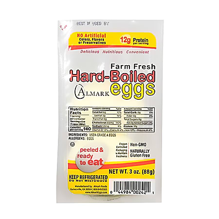 Almark Hard-Boiled Eggs With Salt And Pepper, 2 Eggs Per Pack, Box Of 10 Packs