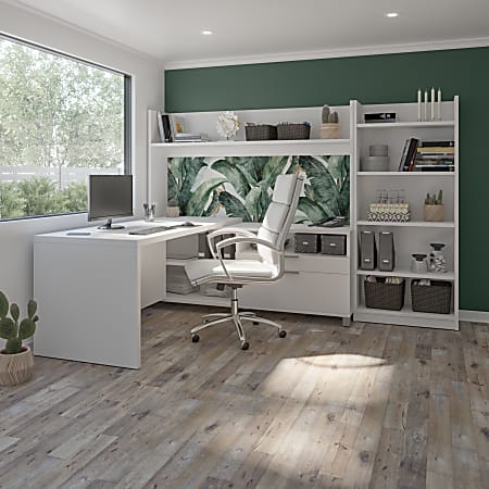 Bestar white shop l shaped desk