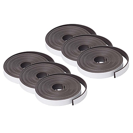 Dowling Magnets Adhesive Magnet Strip 12 x 10 Black Pack Of 6