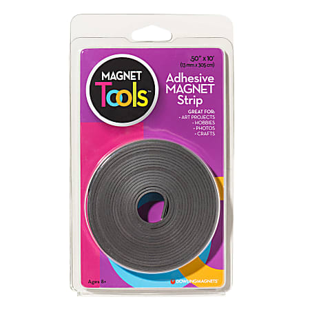 Dowling Magnets Adhesive Magnet Strip 12 x 10 Black Pack Of 6