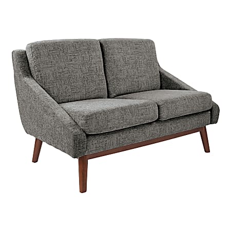Office Star™ Davenport Mid-Century Loveseat, Charcoal/Coffee