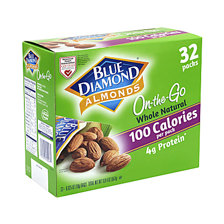 Blue Diamond Almonds On-The-Go Bags, 0.63 Oz, Box Of 32 Bags