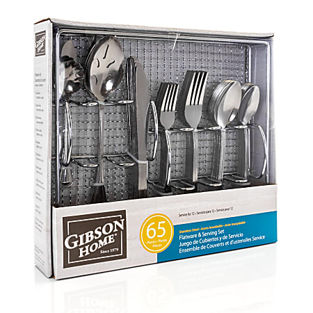Gibson Home South Bay 65-Piece Flatware Set, Silver