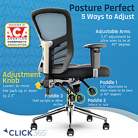 Click365 Flow Ergonomic Mesh Mid Back Office Task Chair Gray - Office Depot