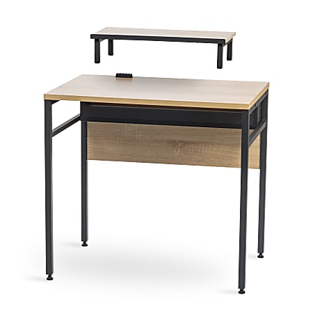 Iris USA 22 W Computer Desk With Monitor Riser Brown Office Depot