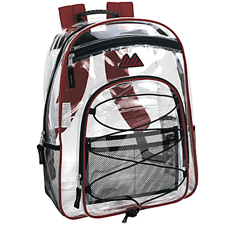 Trailmaker Water-Resistant Clear Backpack, Red