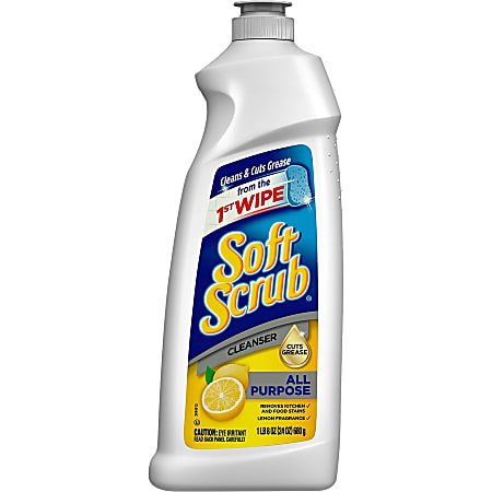 Soft Scrub Total All-purpose Bath/Kitchen Cleanser - For Sink, Shower, Bathroom, Kitchen - 24 fl oz (0.8 quart) - Lemon, Fresh Scent - 9 / Carton - Phosphate-free, Cleanse - White
