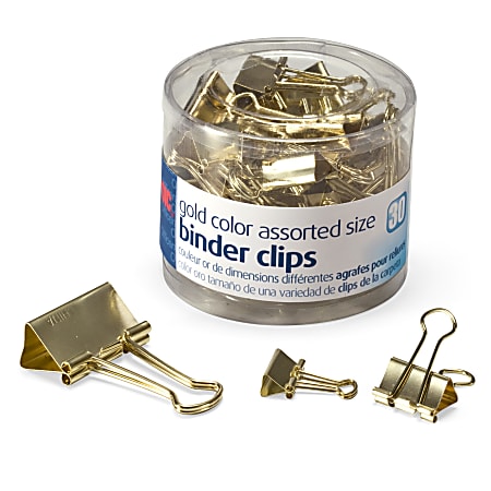 OIC® Assorted Binder Clips, Assorted Sizes, Gold, Pack Of 30