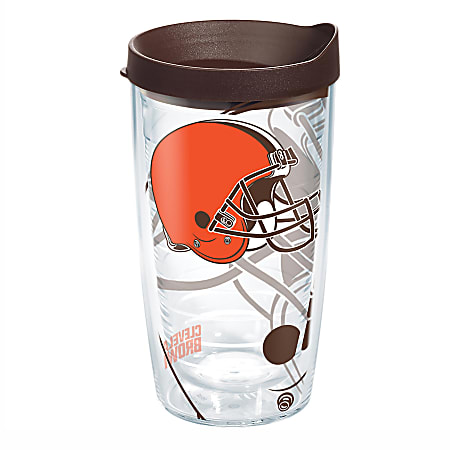 Tervis NFL Tumbler With Lid, 16 Oz, Cleveland Browns, Clear