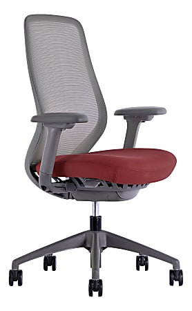 WorkPro® 6000 Series Multifunction Ergonomic Mesh/Fabric High-Back Executive Chair, Gray Frame/Red Seat, BIFMA Compliant