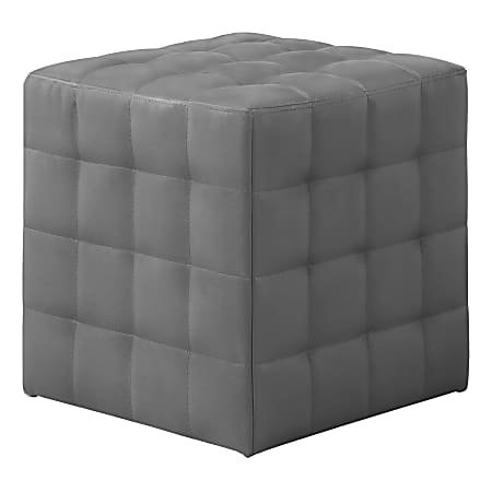 Monarch Specialties Geneva Tufted Cube Ottoman, Gray