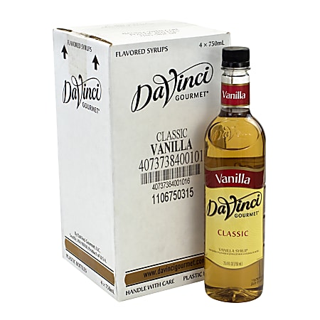 DaVinci Gourmet Syrup, Vanilla, 25.36 Oz, Pack Of 4 Bottles