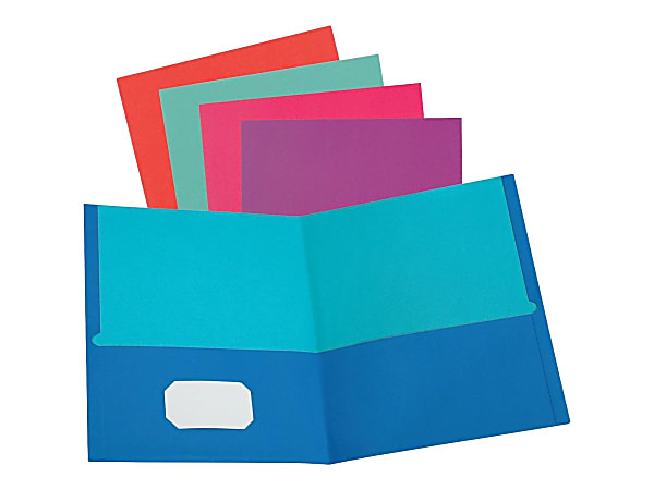 Oxford Letter Recycled Pocket Folder, 8 1/2" x 11", 100 Sheet Capacity, 2 Pocket(s), Assorted, 10% Recycled, 50 / Box, 52074