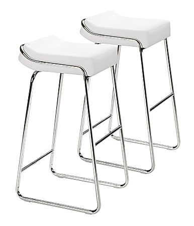 Zuo Modern® Wedge Bar Stools, White/Chrome, Set Of 2 Stools