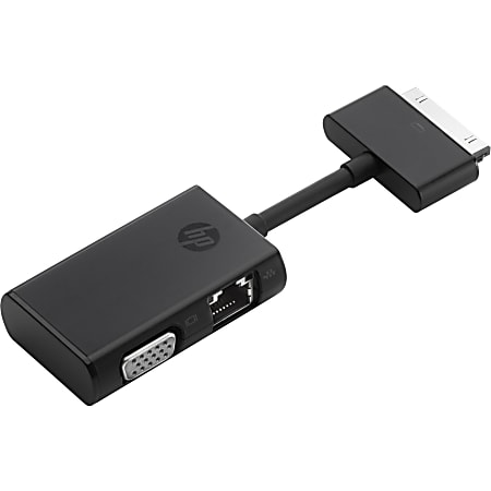 HP Dock Connector to Ethernet and VGA Adapter - 1 x HD-15 Male VGA, 1 x RJ-45 Female Network