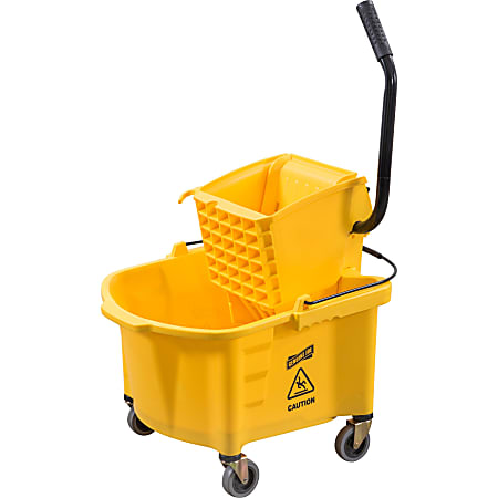 Genuine Joe Splash Guard 26-Quart Mop Bucket/Wringer Combination, Yellow/Black