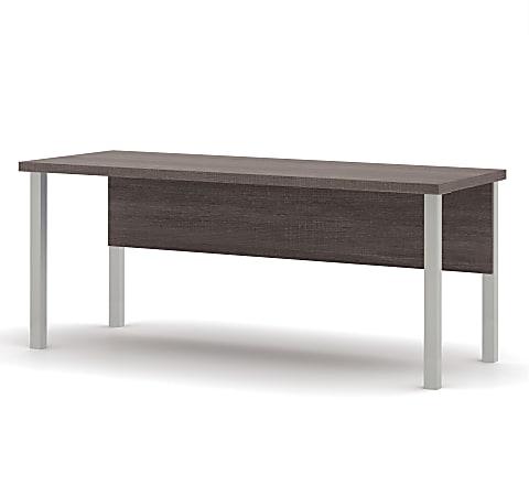Bestar Pro-Linea 72”W Table Computer Desk With Square Metal Legs, Bark Gray