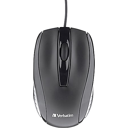 Verbatim Corded Optical Mouse - Black - Optical - Cable - Black - Scroll Wheel