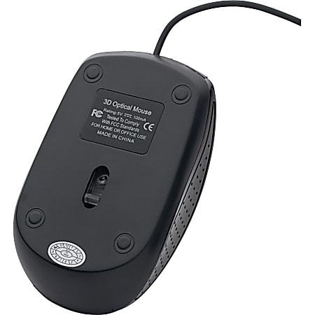 Verbatim Corded Optical Mouse - Black - Optical - Cable - Black - Scroll Wheel
