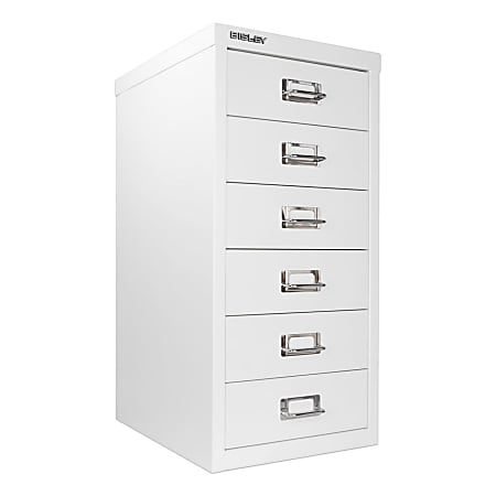 Bisley 15"D Vertical 6-Drawer Under-Desk File Cabinet, White