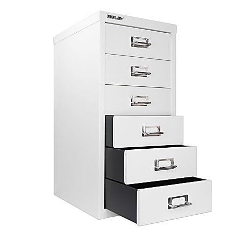 Bisley 15 D Vertical 6 Drawer Under Desk File Cabinet White - Office Depot