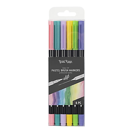 Brea Reese Dual-Tip Brush Markers, Pastel, Pack Of 6 Markers