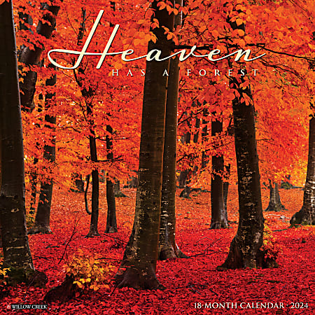 2024 Willow Creek Press Inspirational Monthly Wall Calendar, 12" x 12", Heaven Has a Forest, January To December