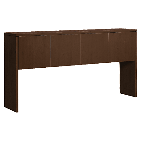HON 10500 Series Stack-On Hutch - 71.9" x 14.6" x 37.1" - Drawer(s)4 Door(s) - Square Edge - Material: Wood Grain Work Surface, Metal Fastener - Finish: Mocha, Thermofused Laminate (TFL), Chrome Plated Hinge