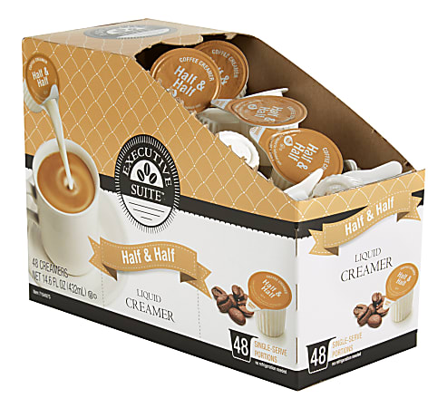 Executive Suite Liquid Coffee Creamer Half And Half 0 38 Oz Single Serve Box Of 48 Office Depot