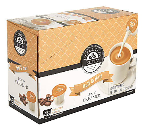 Executive Suite Liquid Coffee Creamer Half And Half 0 38 Oz Single Serve Box Of 48 Office Depot