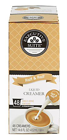 Executive Suite® Liquid Coffee Creamer, Half-And-Half, 0.38 Oz Single Serve, Box Of 48