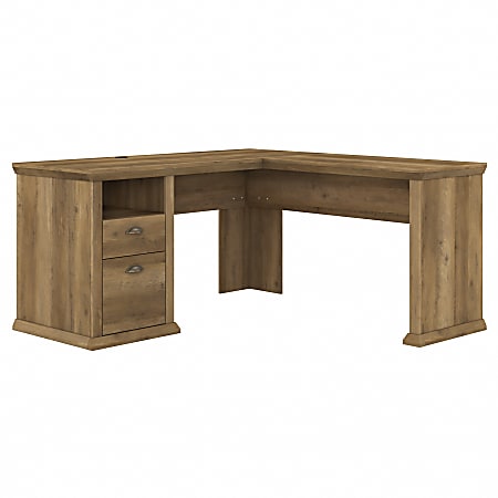 Bush Business Furniture Yorktown 60"W L-Shaped Corner Desk With Storage, Reclaimed Pine, Standard Delivery