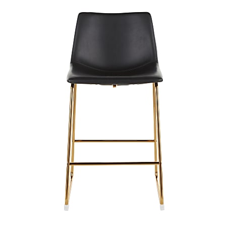 LumiSource Duke Counter Stools Black SeatGold Frame Set Of 2