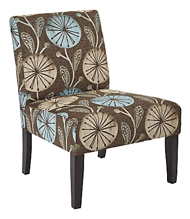 Ave Six Laguna Accent Chair, Dandelion Aqua/Dark Espresso