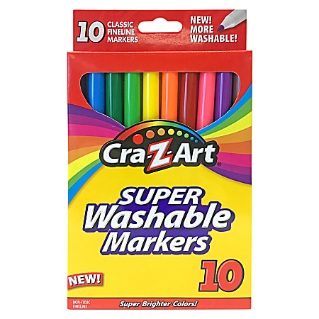 Cra-Z-Art Super Washable Markers, Fine Tip, Assorted Barrel,