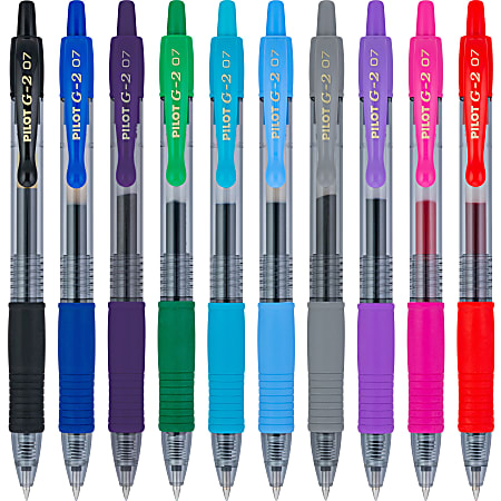 Pilot G2 Gel Pens Fine Point 0.7mm Translucent Barrels Assorted Inks ...