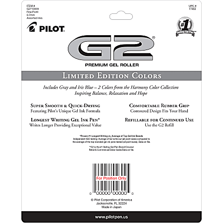 Pilot G2 Gel Pens Fine Point 0.7mm Translucent Barrels Assorted Inks ...