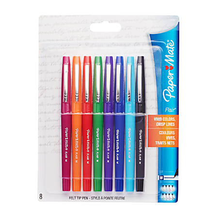 Paper Mate® Porous-Point Pens, Medium Point, 1.0 mm, Assorted Ink Colors, Pack Of 8 Pens