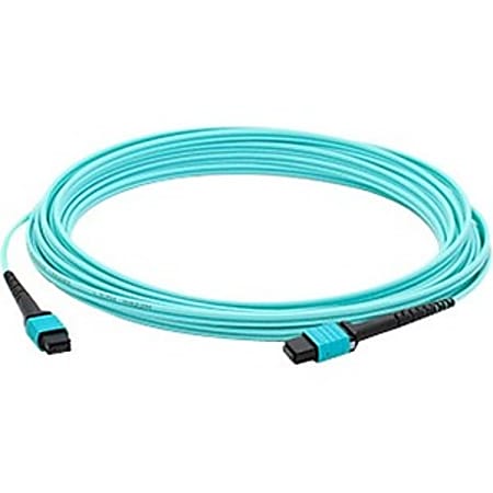 AddOn 3m MPO (Male) to MPO (Male) 12-strand Aqua OM3 Straight Fiber OFNR (Riser-Rated) Patch Cable - 100% compatible and guaranteed to work