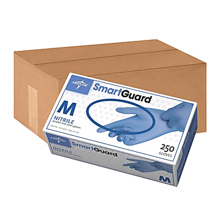 SmartGuard Powder-Free Nitrile Exam Gloves, Medium, Blue, 250 Gloves Per Box, Case Of 10 Boxes