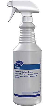 Diversey Screen-Printed Empty Bottles, Glance, 32 Oz, Clear, Pack Of 12 Bottles.